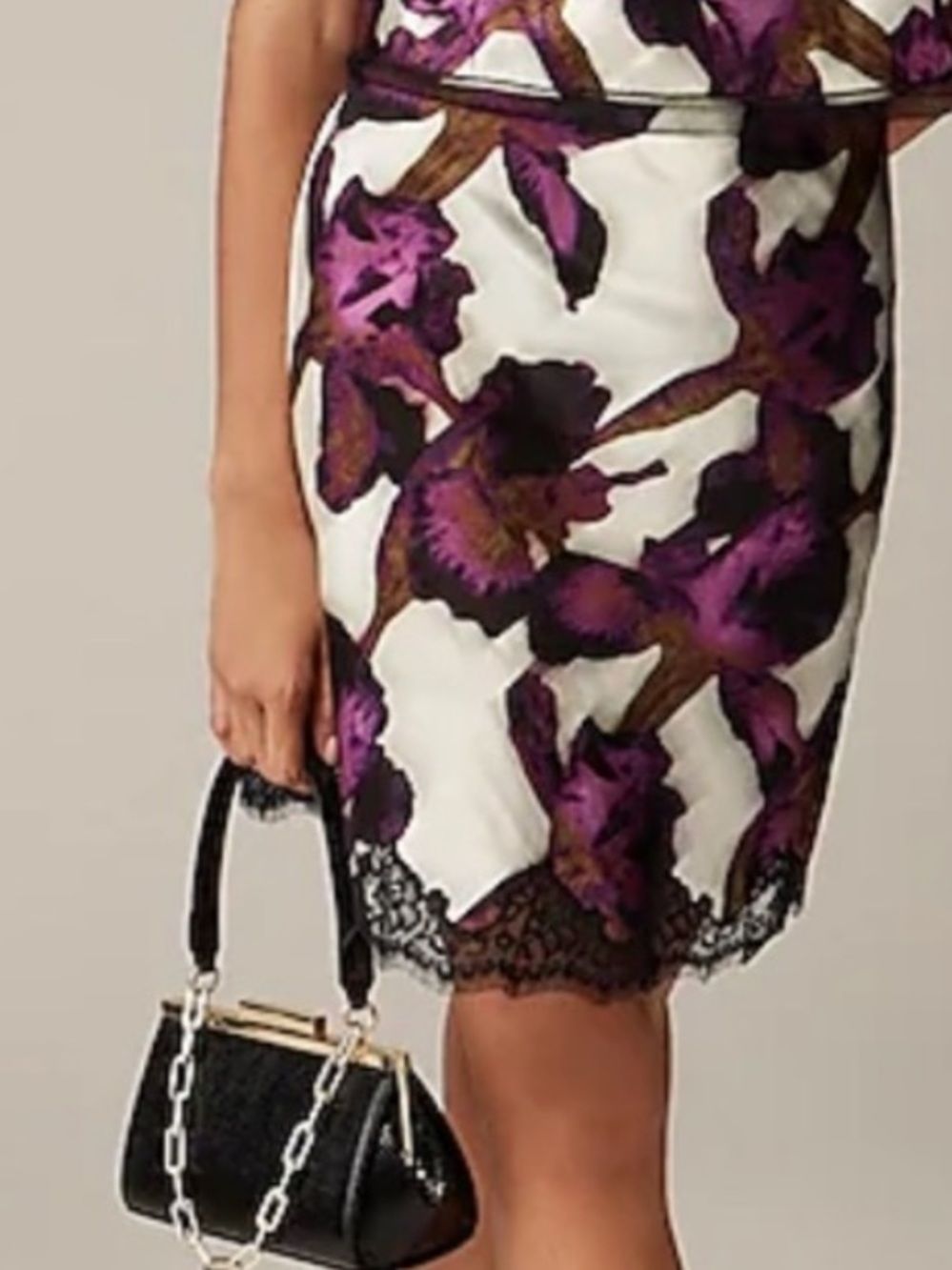 J. CREW Gwen Lace Trim Slip Skirt in Iris Floral Sz M Going Out Y2K 90s Style